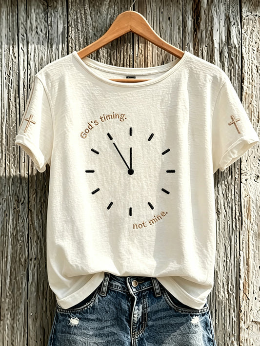 Women's Faith Slogan Pattern Printed Leisure Round Neck Short sleeve T-shirt