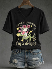 Women's 'Jesus Thinks I'm A Delight' Printed Casual T-Shirt