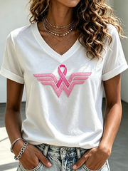 Women's Breast Cancer Ribbon Print  short-sleeved T-shirt