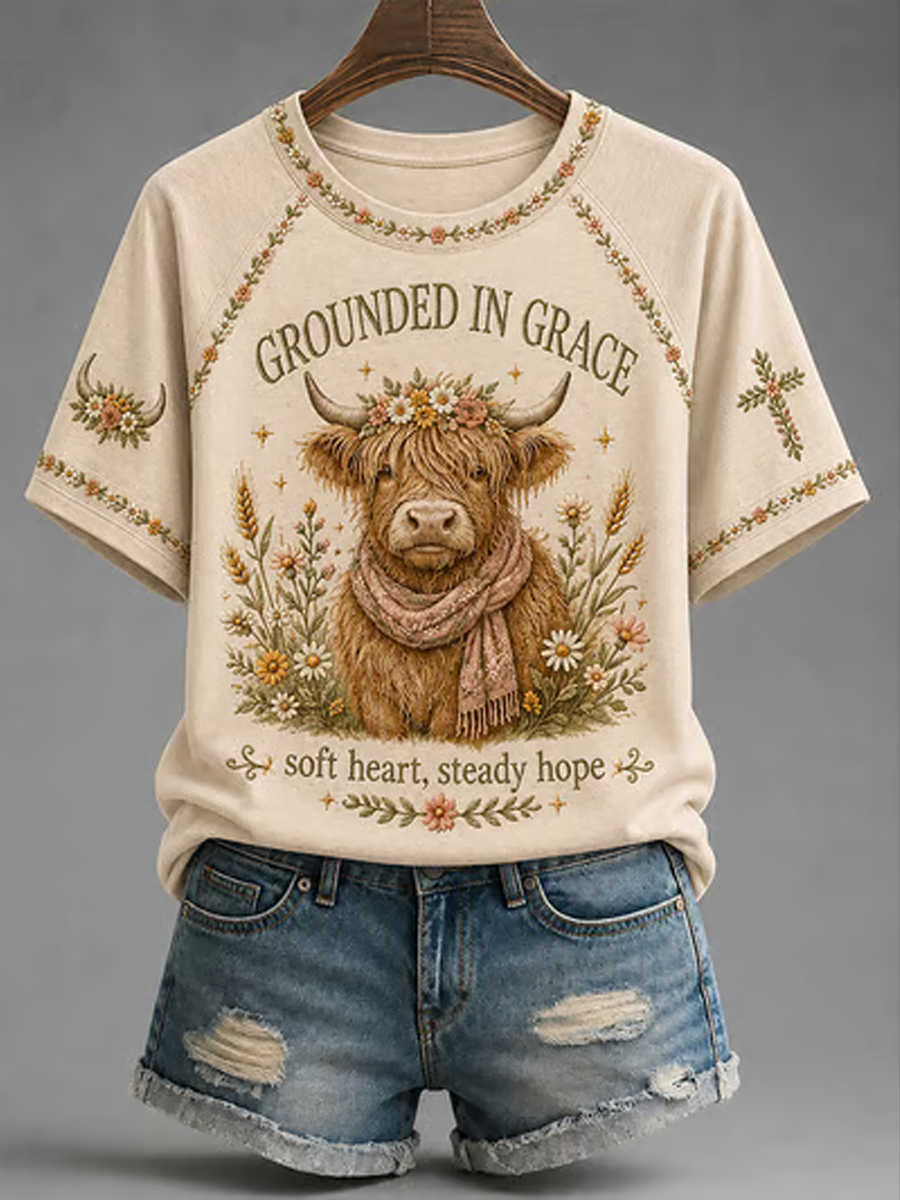 Women's Casual Faith-Inspired Graphic round neck short sleeve T-shirt