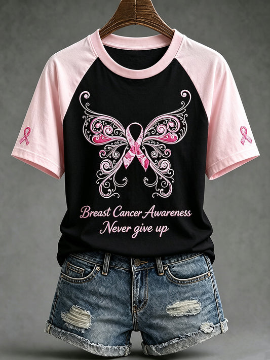 Women's breast cancer awareness main pattern printed casual short-sleeve T-shirt