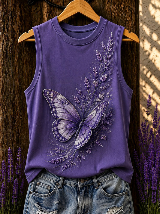 Women's Purple Flora Art Print Vest Top