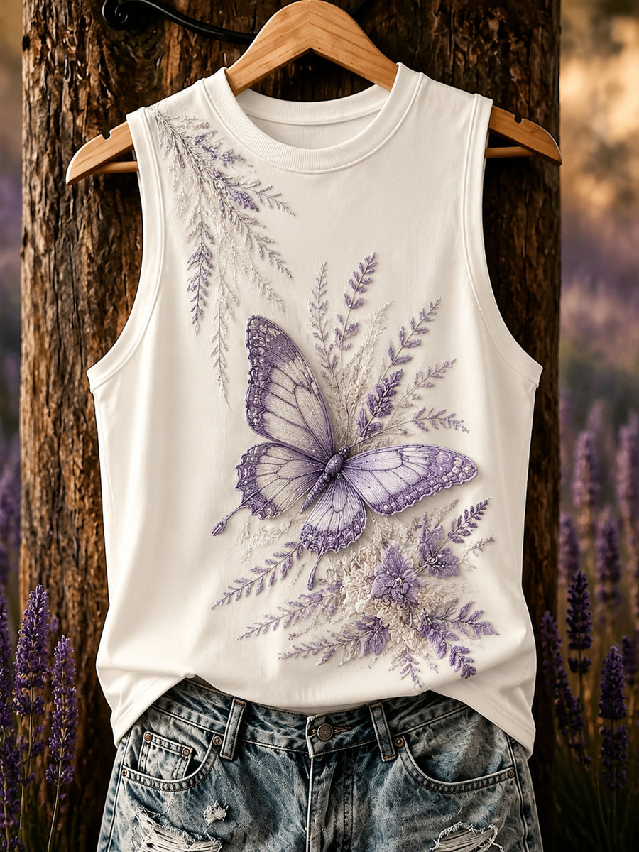 Women's Purple Flora Art Print Vest Top