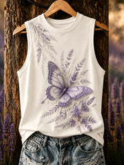 Women's Purple Flora Art Print Vest Top