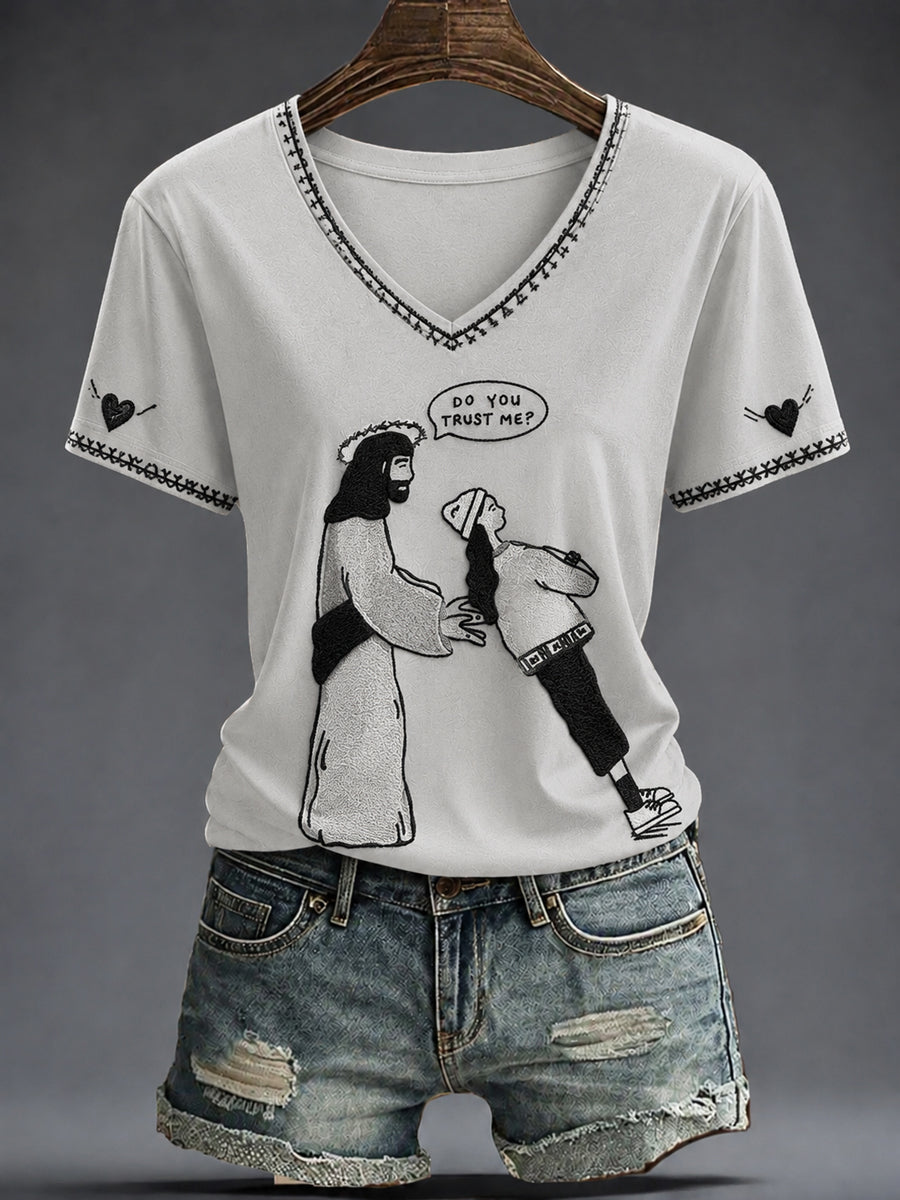 Women's Faith Printed V-neck T-shirt
