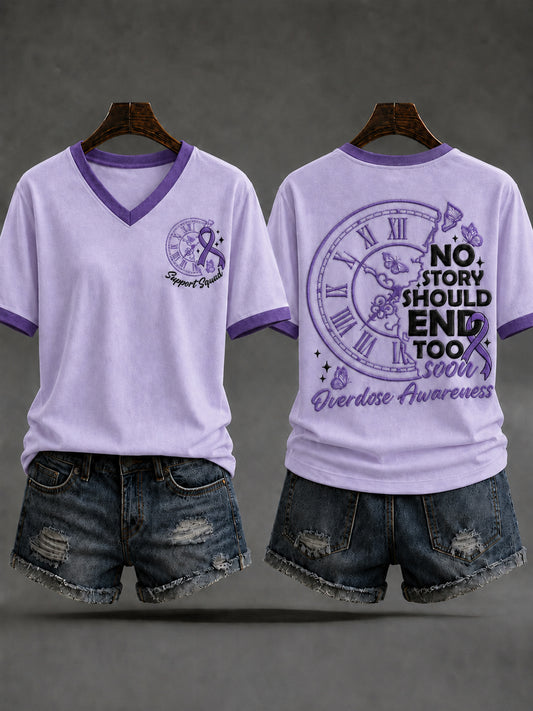 Women's Overdose Awareness No Story Should End Too Soon Print T-shirt