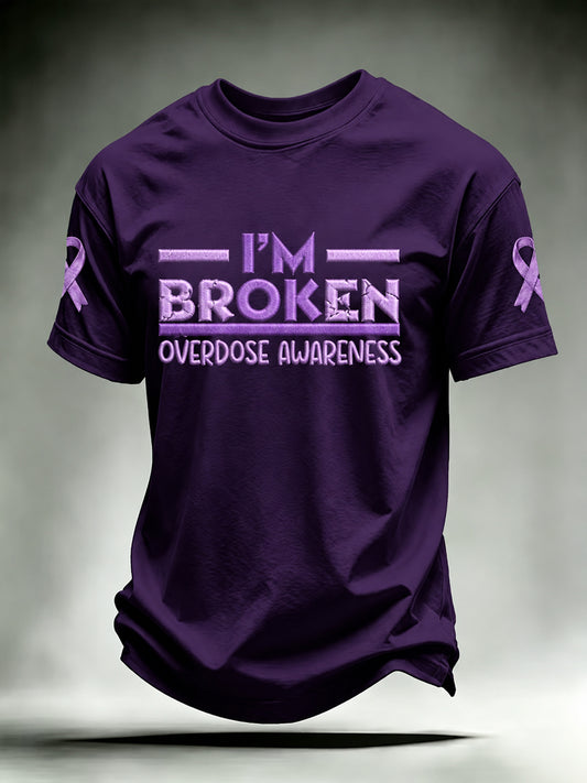 Men's Overdose Awareness Purple Ribbon Print T-shirt