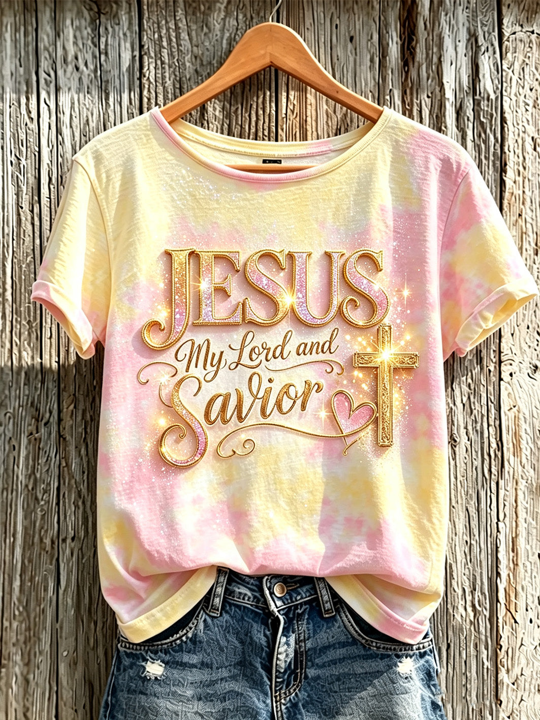 Women's Faith Slogan Leopard Print Pattern Printed Leisure Round Neck T-shirt
