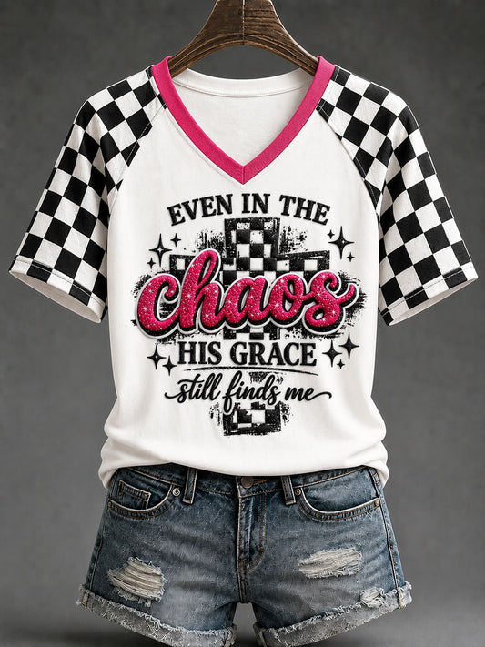 Women's "Even in the Chaos His Grace Finds Me" Casual T-shirt
