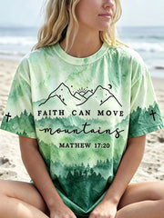 Women's Faith Can Move Mountains Print Gradient Short-sleeved T-shirt