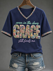 Women's "Even in the Chaos His Grace Finds Me" Casual T-shirt