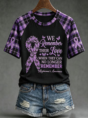 Women's Alzheimer's disease awareness pattern printed casual short-sleeve T-shirt