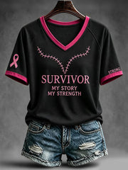 Women's Survivor My Story My Strength V-neck T-shirt