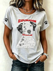 Women's cute dog pattern printed casual short-sleeve T-shirt