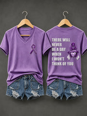 Women's Overdose Awareness Purple Ribbon Print T-shirt