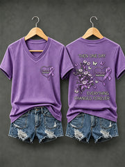 Women's Overdose Awareness Purple Ribbon Print T-shirt