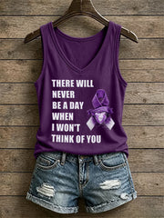 Women's Overdose Awareness Purple Ribbon Print Vests