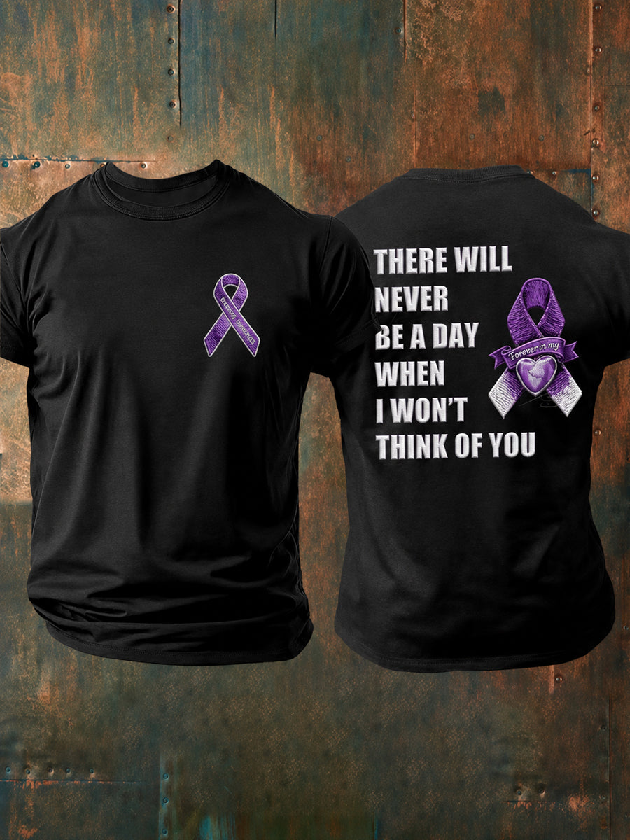 Men's  Overdose Awareness Purple Ribbon Print T-shirt