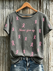 Women's breast cancer awareness main pattern printed casual short-sleeve T-shirt