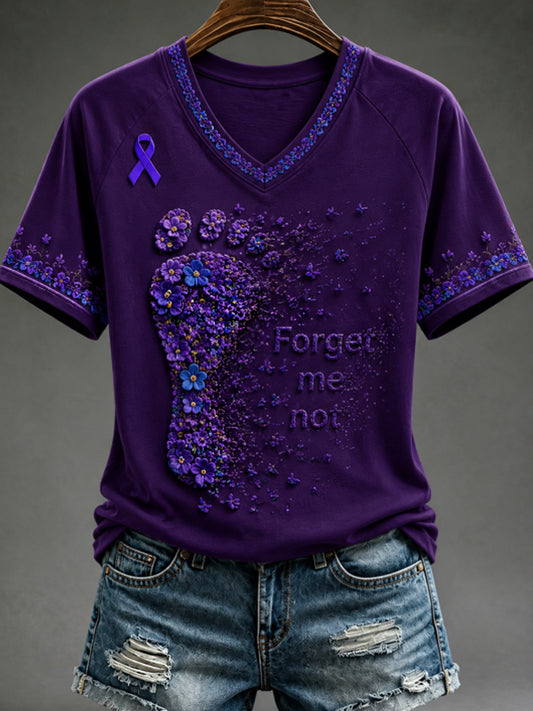Women's Forget-me-not  round neck short sleeve T-shirt