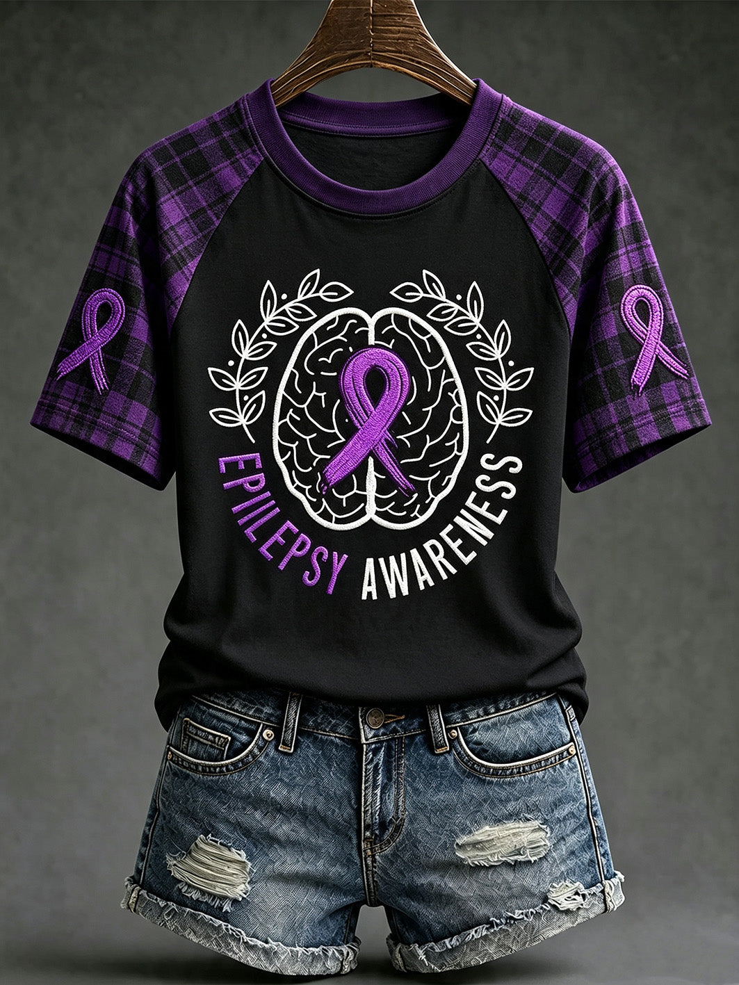 Women's Alzheimer's disease awareness pattern printed casual short-sleeve T-shirt