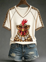 Women’s Fun Rooster V-Neck T-Shirts
