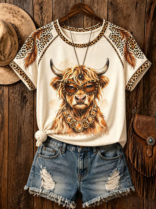 Women's Highland Cow Casual T-Shirts