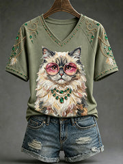 Women’s Fun Cat V-Neck T-Shirts