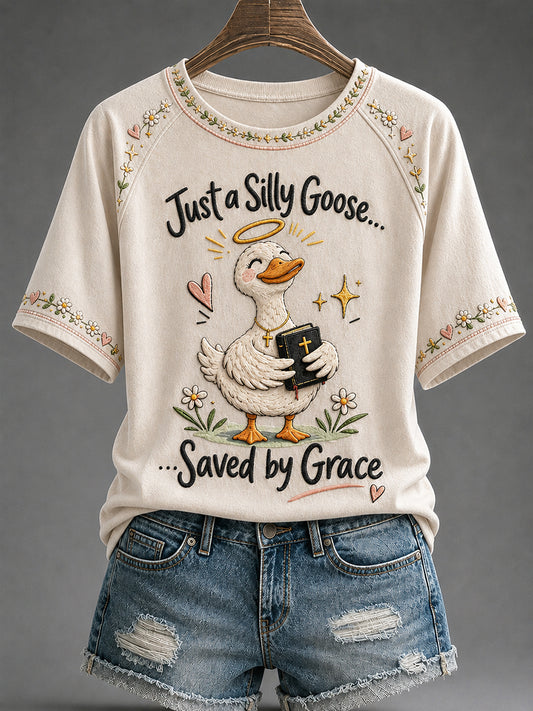 Women's 'Saved By Grace' Print Casual T-Shirt