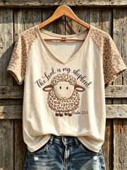 Women's Faith Theme Print Pattern Printed Leisure V-neck Short-Sleeved T-shirt