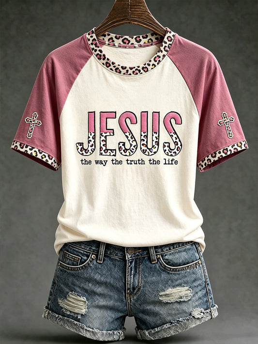 Women's Faith Theme Print Pattern Printed Leisure Round Neck T-shirt