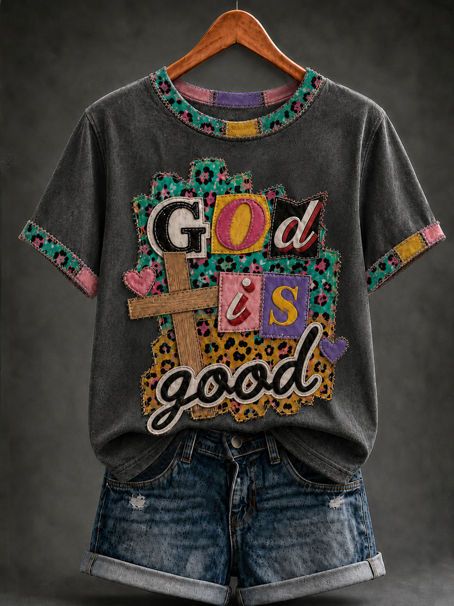 Women's Christian God Is Good Cross Short Sleeve T-shirt