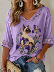 Women’s Cute Cat Print Casual T-Shirt
