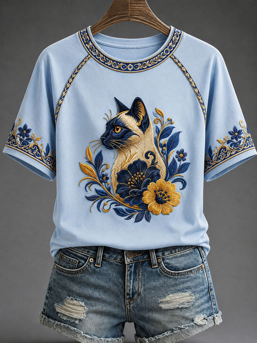 Women’s Cute Cat Print Casual T-Shirt