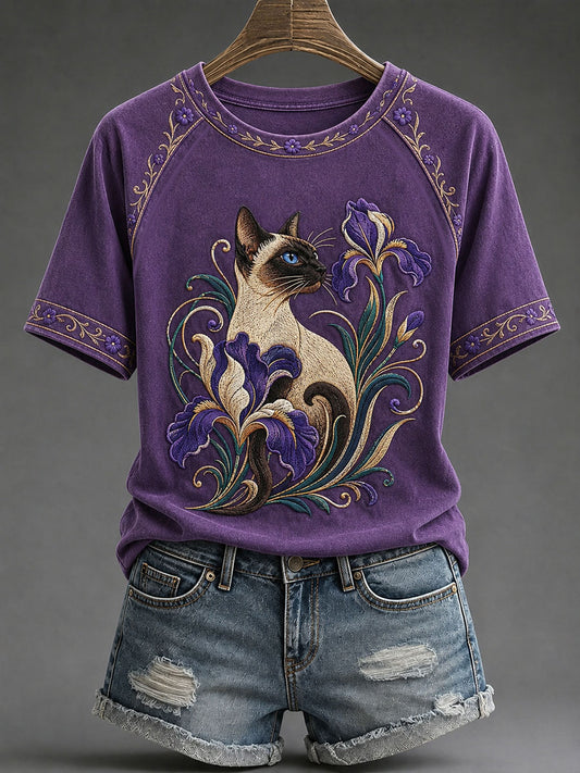 Women’s Cute Cat Print Casual T-Shirt