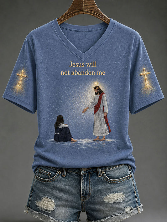 Women's "Jesus Will Not Abandon Me" Christian Casual T-shirt