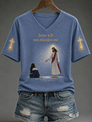Women's "Jesus Will Not Abandon Me" Christian Casual T-shirt