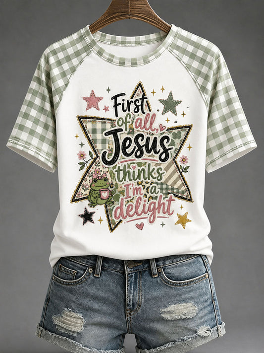 Women's 'Jesus Thinks I'm A Delight' Printed Casual T-Shirt