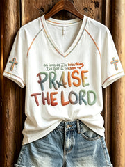 Women's Praise the Lord & Cross Colorful Print short-sleeved T-shirt