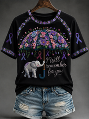 Women's Alzheimer's Disease Round Neck Short Sleeve T-shirt