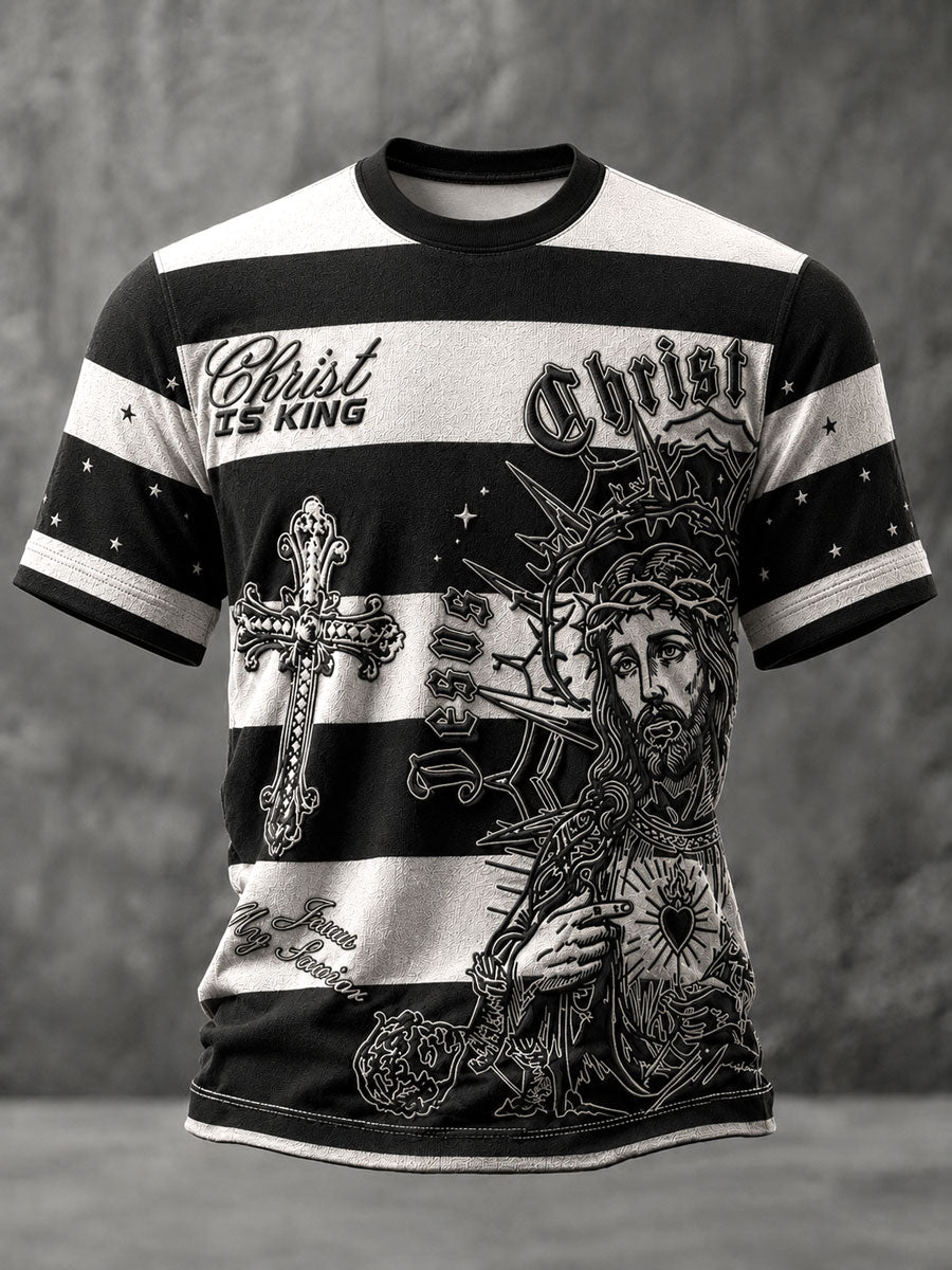 Men's Christ Is King Printed Casual T-Shirt