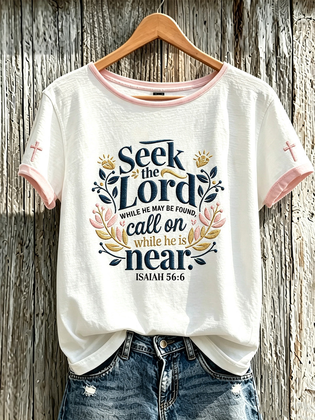 Women's faith-themed fun slogan pattern printed casual short-sleeve T-shirt