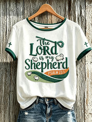 Women's faith-themed fun slogan pattern printed casual short-sleeve T-shirt