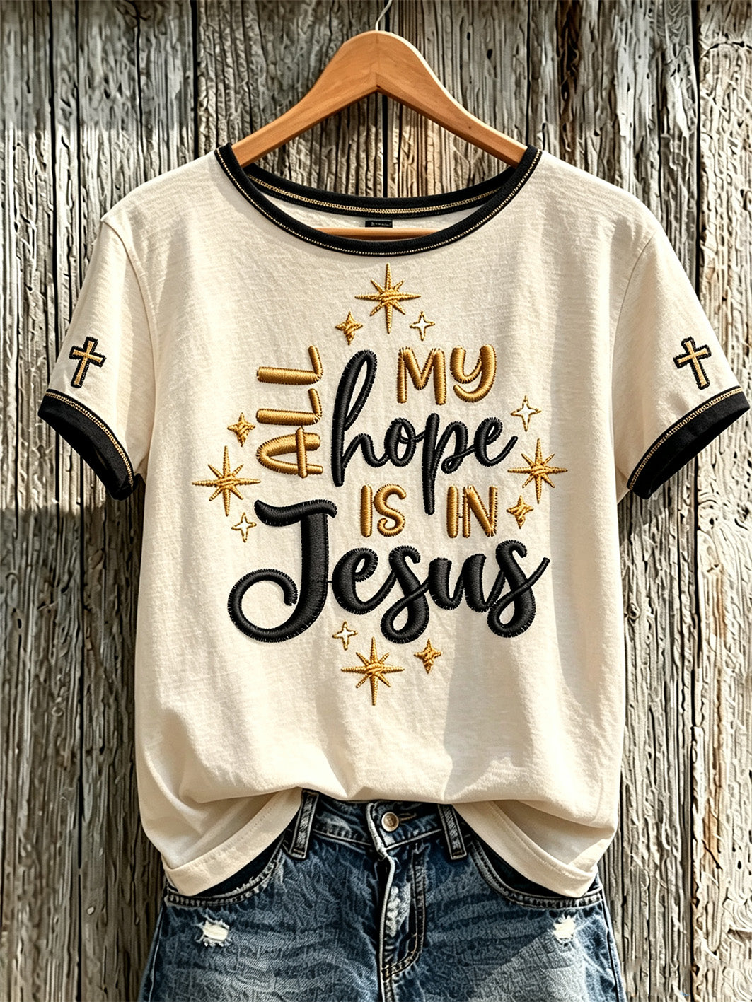 Women's faith-themed pattern printed casual short-sleeve T-shirt