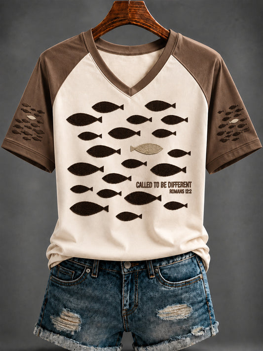 Women's Faith Printed V-neck T-shirt