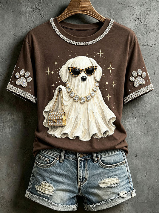 Women's Halloween Ghost Dog T-shirts