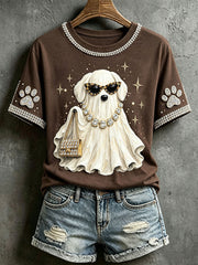 Women's Halloween Ghost Dog T-shirts