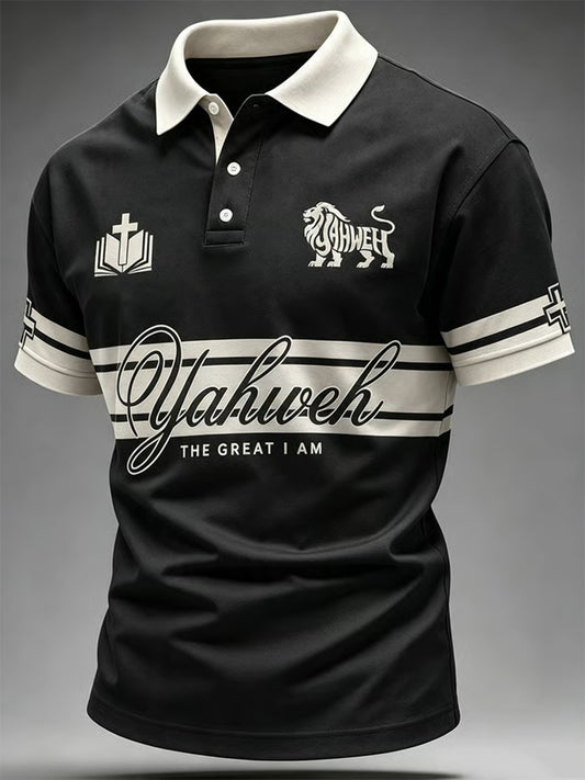Men's"Yahweh The Great I Am" Faith Casual Polo Shirt