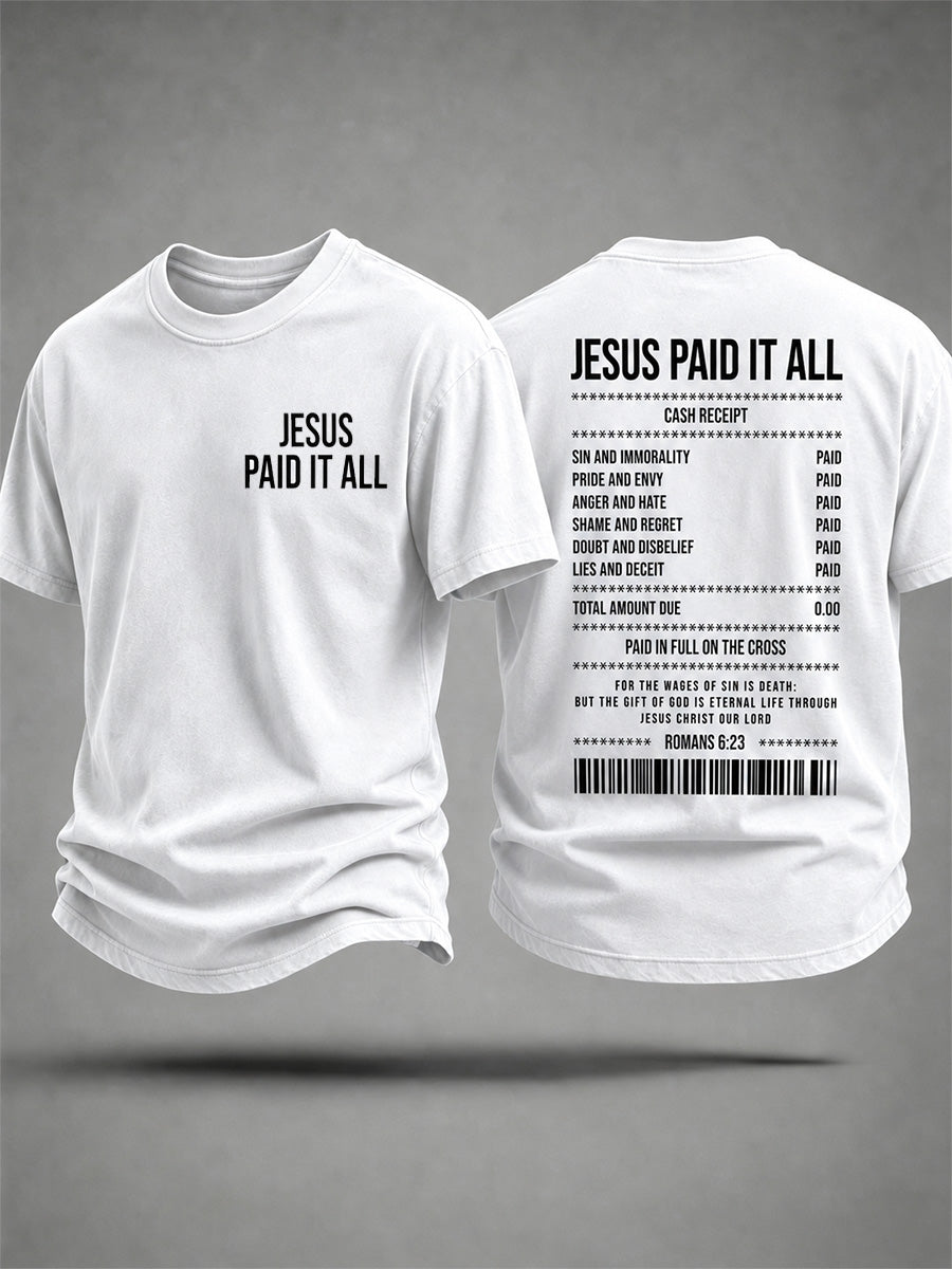 Men's Jesus Paid It All Print Casual Tee