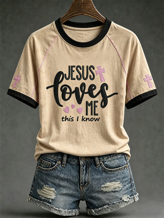 Women's faith-themed fun pattern printed casual short-sleeve T-shirt
